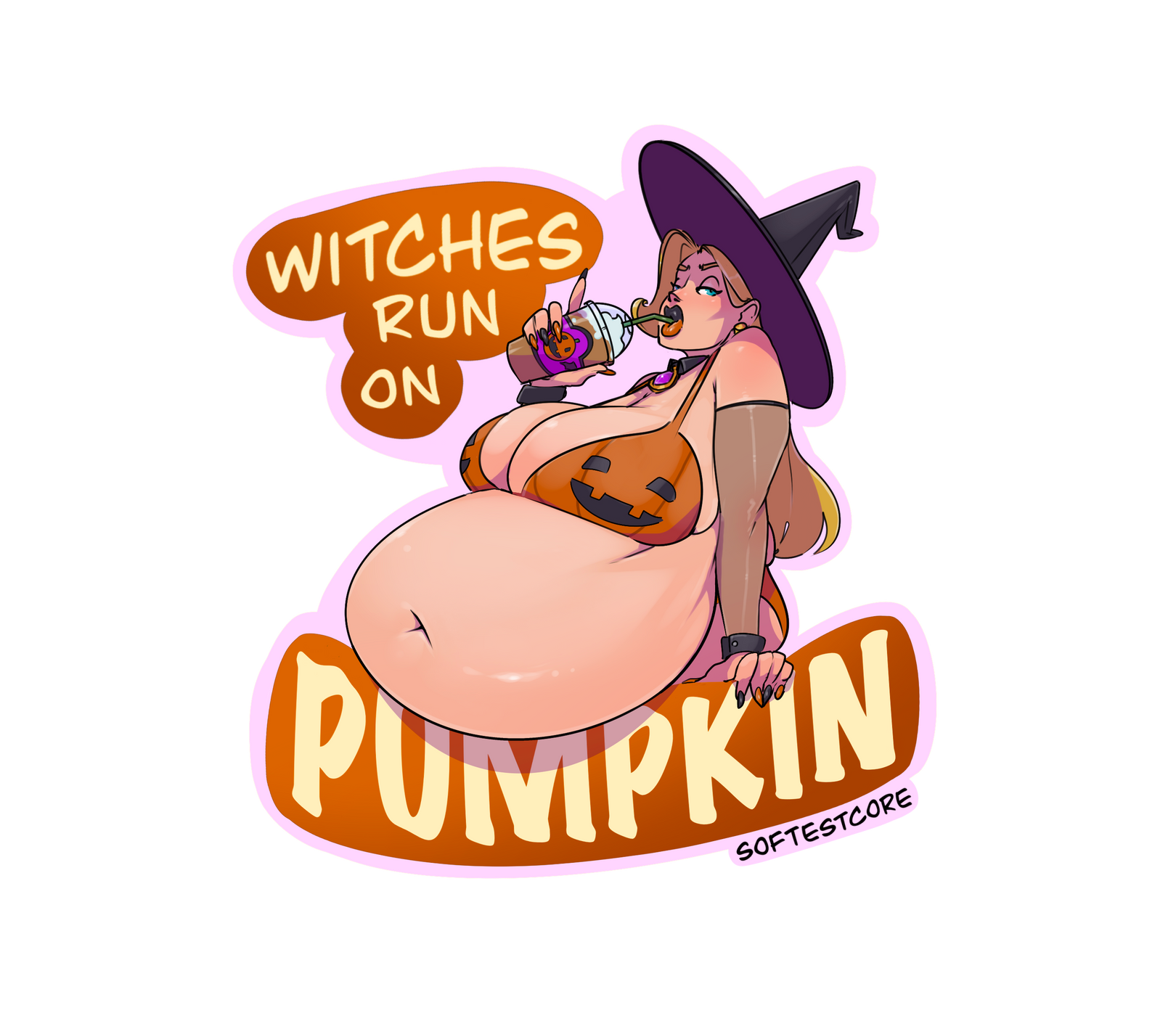 Witches Run on Pumpkin 3'' Sticker — YoruNoEcchi