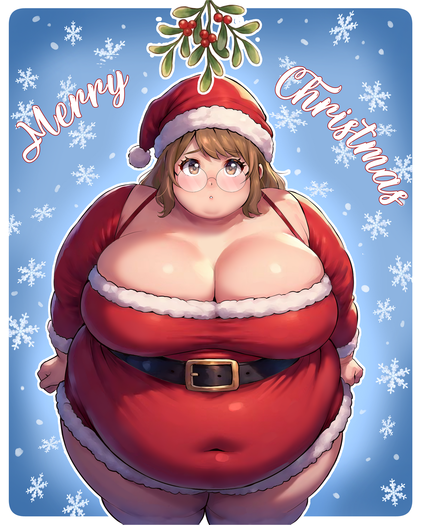 Fat Girl Mistletoe Print