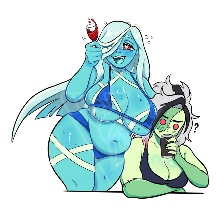 Drunk Monster Girls Sticker