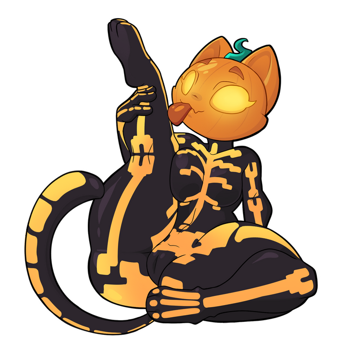 Pumpkin Cat Thick Stickers