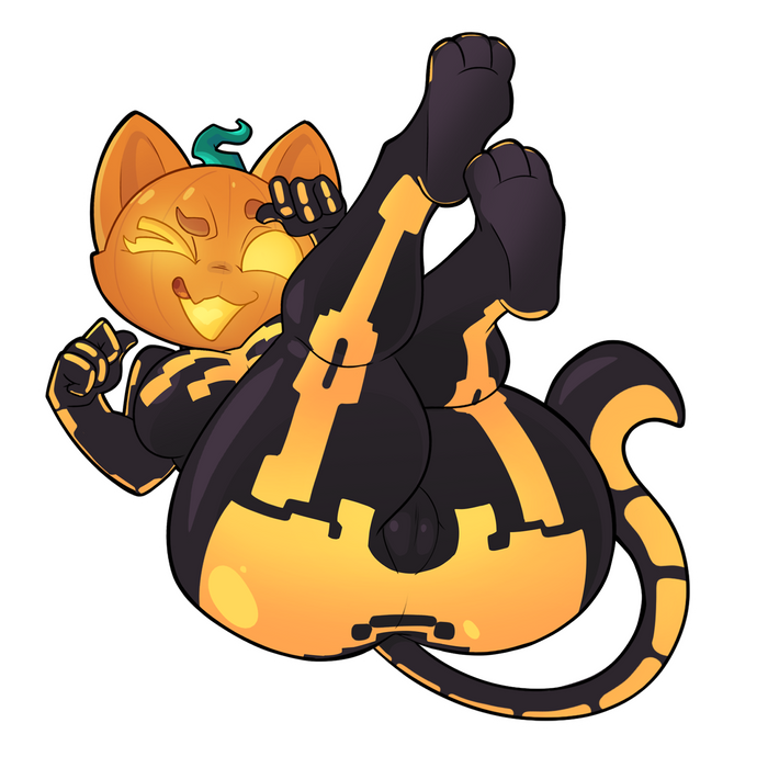 Pumpkin Cat Thick Stickers